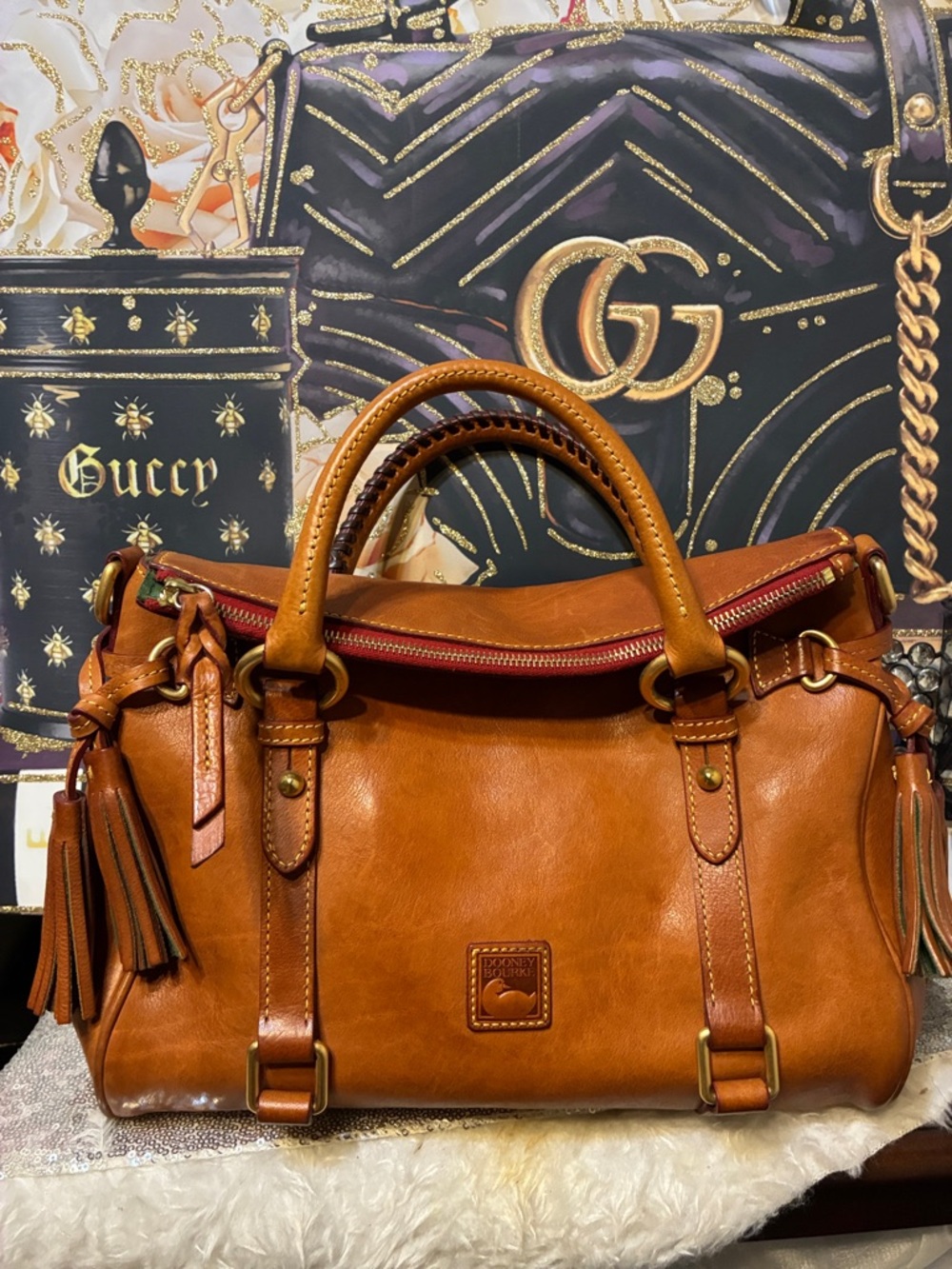 Dooney & Bourke Leather Satchel with Tassels